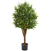 Nearly Natural 9149 4' Artificial Green Eucalyptus Tree in Black Pot, UV Resistant (Indoor/Outdoor)