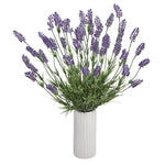 Nearly Natural 8959 21" Artificial Green & Blue Lavender Plant in White Planter