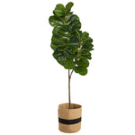 Nearly Natural T2911 5.5’ Fiddle Leaf Fig Artificial Tree in Natural Cotton Planters