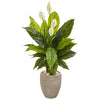 Nearly Natural 9447 47" Artificial Green Real Touch Spathiphyllum Plant in Sand Colored Planter