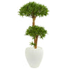 Nearly Natural 9236 3' Artificial Green Bonsai Styled Podocarpus Tree in White Planter