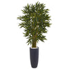 Nearly Natural 5813 6.5' Artificial Green Bamboo Tree in Gray Cylinder Planter