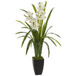 Nearly Natural 8300 39" Artificial Green & White Cymbidium Orchid Plant