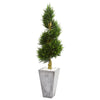 Nearly Natural 5771 6' Artificial Green Cypress Spiral Tree in Cement Planter, UV Resistant (Indoor/Outdoor)