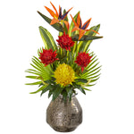 Nearly Natural 1948 31" Artificial Tropical Inspired Arrangement in Designer Vase, Multicolor