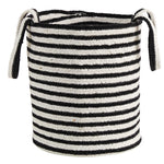 Nearly Natural 0327-S1 13" Basket Handwoven Black and White Stripe with Handles
