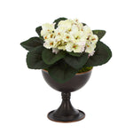 Nearly Natural 11``African Violet Artificial Plant in Metal Chalice