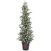 Nearly Natural 5472 21" Artificial White Snowy Mini Pine with Glass Vase