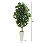 Nearly Natural T2564 4.5` Ficus Artificial Tree in White Planter