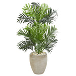 Nearly Natural 5690 3.5' Artificial Green Paradise Palm Artificial Tree in Sand Colored Planter