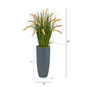 Nearly Natural P1556 37” Onion Grass Artificial Plant in Gray Planters