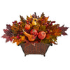 Nearly Natural 27``Pumpkin, Maple Leaf and Berries Artificial Arrangement in Metal Vase