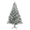 Nearly Natural 7` Flocked Rock Springs Spruce Artificial Christmas Tree with 800 Bendable Branches