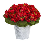 Nearly Natural 13`` Violet Artificial Plant in Embossed White Planter