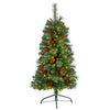 Nearly Natural T3316 4’ Christmas Tree with Berries and 80 Lights and 145 Bendable Branches