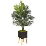 Nearly Natural 9841 65" Artificial Green Paradise Palm Tree in Black Planter with Stand