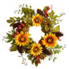 Nearly Natural W1226 26` Sunflower and Pinecones Artificial Autumn Wreath