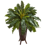 Nearly Natural 8228 3.5' Artificial Green Marginatum Plant in Stand Planter