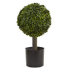 Nearly Natural 4596 21" Artificial Green Boxwood Ball Topiary Tree