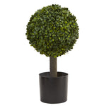 Nearly Natural 4596 21" Artificial Green Boxwood Ball Topiary Tree