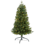 Nearly Natural 4` Vermont Fir Artificial Christmas Tree with 100 Clear LED Lights