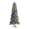 Nearly Natural 6.5` Flocked British Columbia Mountain Fir Artificial Christmas Tree in Decorative Planter with 75 Multi Color Globe Bulbs and 679 Bendable Branches