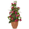 Nearly Natural 9605 25" Artificial Green & Pink Bougainvillea Climbing Plant in Terra Cotta Planter