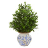 Nearly Natural 8596 21" Artificial Green Boxwood Plant in Decorative Vase, Indoor/Outdoor