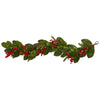 Nearly Natural 4265 5' Artificial Green & Red Magnolia Berry Pine Garland