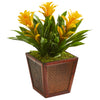 Nearly Natural Triple Bromeliad Artificial Plant in Decorative Planter