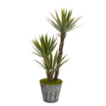 Nearly Natural 9966 52" Artificial Green Yucca Tree in Embossed Black Planter