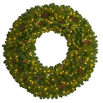 Nearly Natural 5` Giant Artificial Christmas Wreath with 280 Warm White Lights and Pine Cones