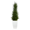 Nearly Natural T2602 3.5` Cypress Artificial Tree in White Metal Planter