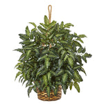 Nearly Natural 8403 30" Artificial Green Bracken Fern Plant in Hanging Basket