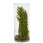 Nearly Natural 8459 14" Artificial Green Succulent & Sedum Plant in Cylinder Vase
