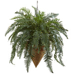 Nearly Natural 6871 33" Artificial Green Giant River Fern with Cone Hanging Basket