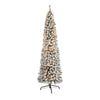 Nearly Natural 7` Flocked Pencil Artificial Christmas Tree with 400 Clear Lights and 574 Bendable Branches