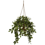 Nearly Natural 6913 16" Artificial Green Mixed Stephanotis in Hanging Basket