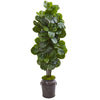 Nearly Natural 9751 6' Artificial Green Fiddle Leaf Fig Tree in Metal Planter