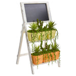 Nearly Natural 8385 31" Artificial Green Succulent Garden Plant in Farmhouse Stand with Chalkboard