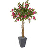 Nearly Natural 9292 6.5' Artificial Green & Pink Bougainvillea Tree in Decorative Planter