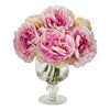 Nearly Natural Peony Artificial Arrangement in Royal Glass Urn