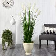 Nearly Natural P1576  64” Wheat Plum Grass Artificial Plant in Urn Planters
