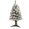 Nearly Natural 3` Flocked West Virginia Fir Artificial Christmas Tree with 50 Clear LED Lights