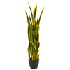 Nearly Natural 8306 4' Artificial Green Sansevieria Plant in Black Planter