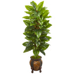 Nearly Natural 9353 59" Artificial Green Real Touch Large Leaf Philodendron Plant in Decorative Planter