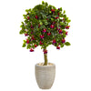 Nearly Natural 5894 3' Artificial Green Fuschia Tree in Sand Colored Oval Planter