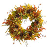 Nearly Natural W1239 32`` Fall Hydrangea, Maple Leaf Autumn Artificial Wreath