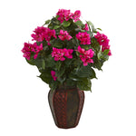 Nearly Natural 8175 24" Artificial Green & Pink Bougainvillea Plant in Decorative Planter