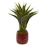 Nearly Natural 8115 2' Artificial Green Agave Plant in Red Planter